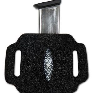 Black Stingray Leather Mag Pouch - Exotic Leather Magazine Carrier - BH-M01