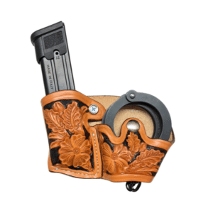 Handcuff and Magazine Holder Hand Carved - BH03-BHC Double Friend II