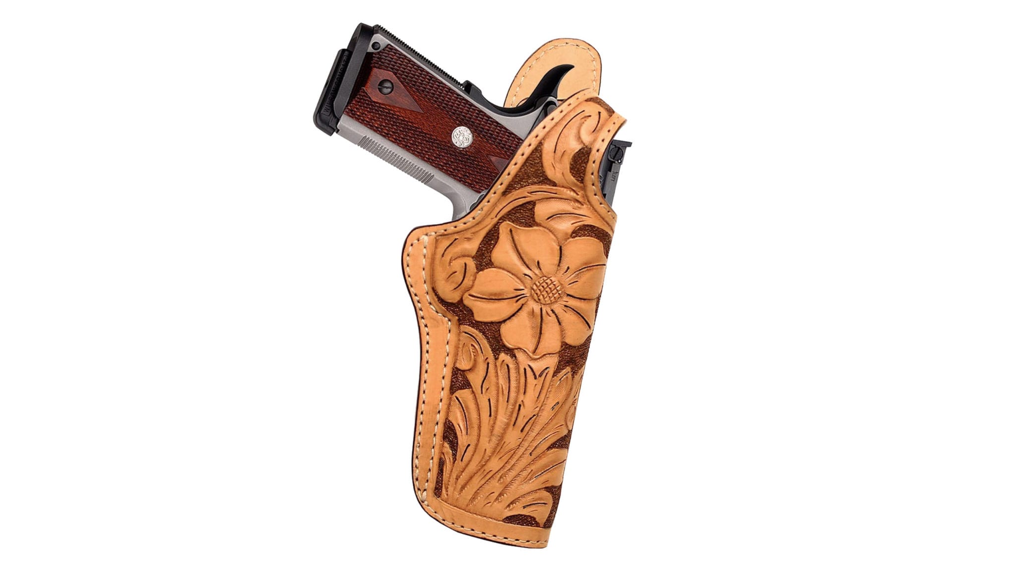 Basket Weave Leather Open Top Belt Holster for Colt Ruger Springfield  Armory 1911 45 Acp 