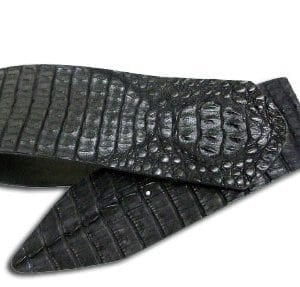 Chacha Designs Ladies Crocodile Hornback Wide Black Belt