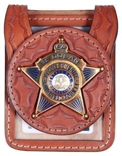  Badge Shield Holder with Leather Wrapped Heavy Duty