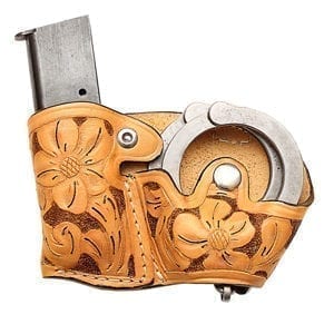 Handcuff and Magazine Holder Hand Carved - BH03-BHC Double Friend II