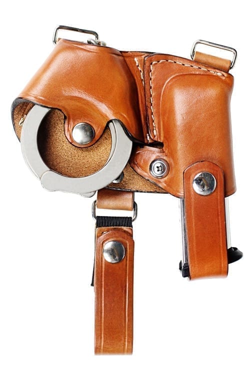 BHDF Handcuff and Single Mag Holder Horizontal Black Hills Leather