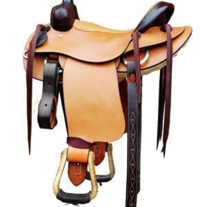 Team Roping Saddles and Tack - In two tone Leather With Rust Leather Seat.