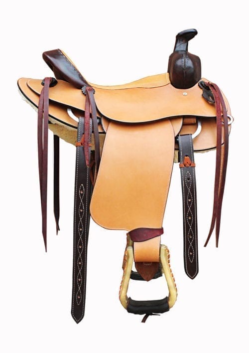 Team Roping Saddles and Tack In two tone Leather With Rust Leather Seat.