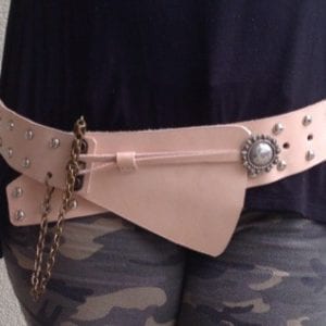 Chacha Designs Ladies Leather Wide Natural Belt