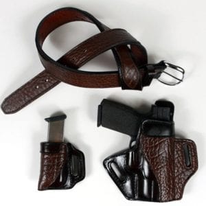 Exotic Skin Trim Elephant Holster with Belt and Pouch - BH EST