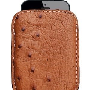 #12. Exotic Leather Custom Ostrich Smartphone Case in Brown Color