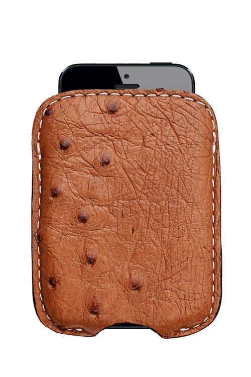 Pink Ostrich Leather Phone Case