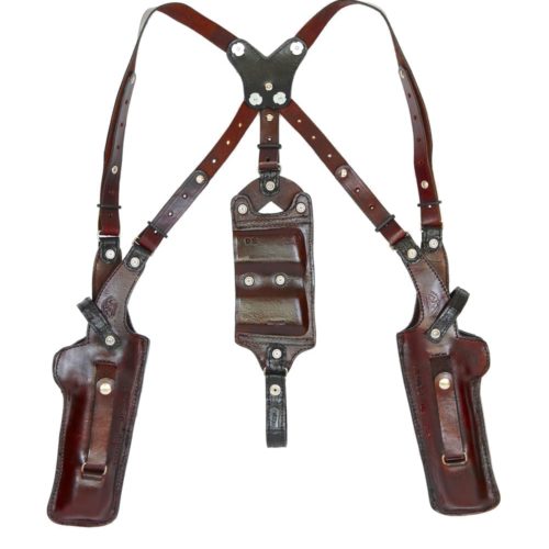 Alligator Trim Skin Double Shoulder Holster Two tones back