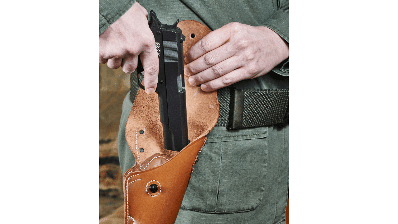People-using-a-double-layer-leather-gun-holster