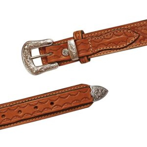 Double-Ply-Basket-Weave-Ranger-Leather-Belt-Silver-Tip-and-Buckle